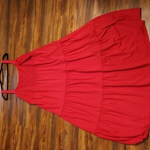 Loft Plus, 18W Tiered Red, Sleeveless Maxi Dress